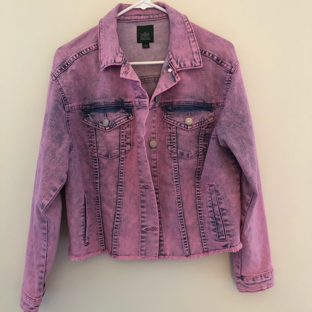 NWOT Wild Fable pink acid wash jean jacket